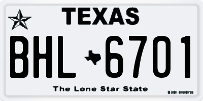 TX license plate BHL6701