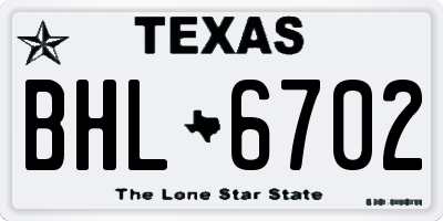 TX license plate BHL6702