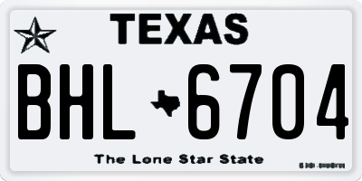 TX license plate BHL6704