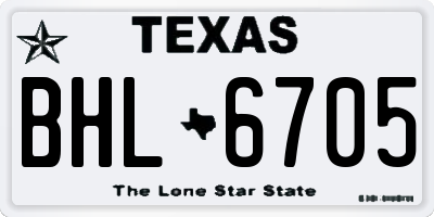 TX license plate BHL6705