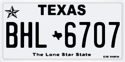 TX license plate BHL6707