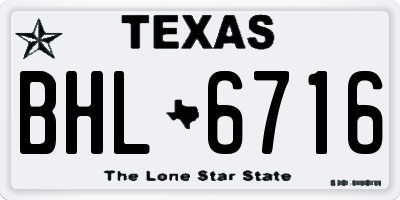 TX license plate BHL6716