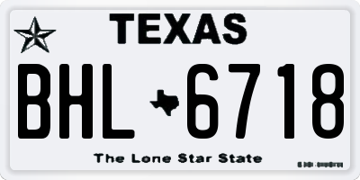 TX license plate BHL6718