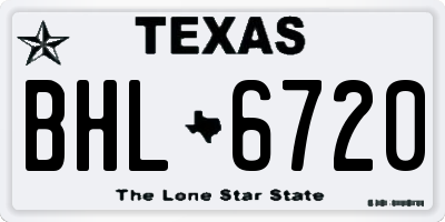 TX license plate BHL6720