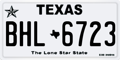 TX license plate BHL6723