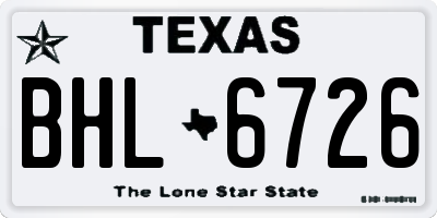 TX license plate BHL6726