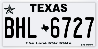 TX license plate BHL6727