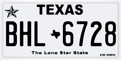 TX license plate BHL6728