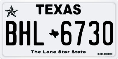 TX license plate BHL6730