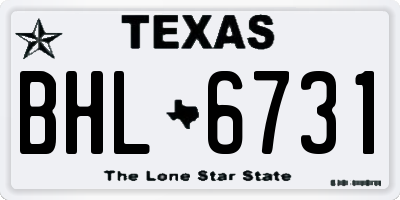 TX license plate BHL6731