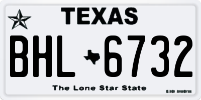 TX license plate BHL6732