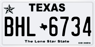 TX license plate BHL6734