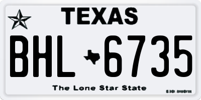TX license plate BHL6735