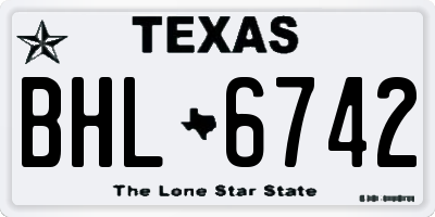 TX license plate BHL6742
