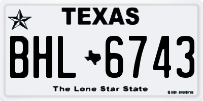 TX license plate BHL6743