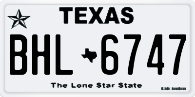 TX license plate BHL6747