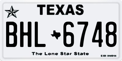 TX license plate BHL6748