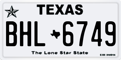 TX license plate BHL6749