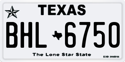 TX license plate BHL6750