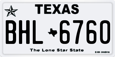 TX license plate BHL6760