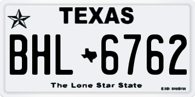 TX license plate BHL6762