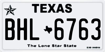 TX license plate BHL6763