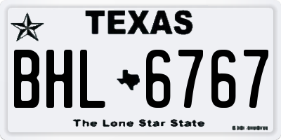 TX license plate BHL6767
