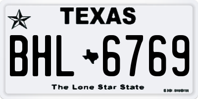 TX license plate BHL6769