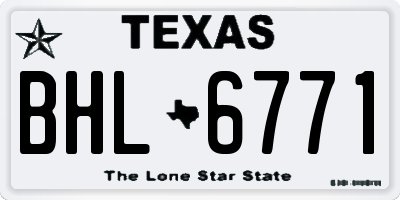 TX license plate BHL6771