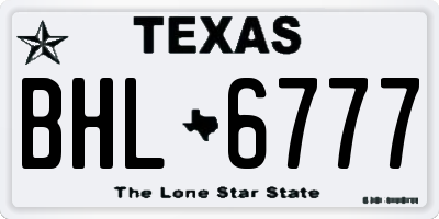 TX license plate BHL6777