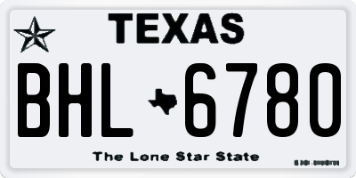 TX license plate BHL6780