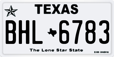 TX license plate BHL6783