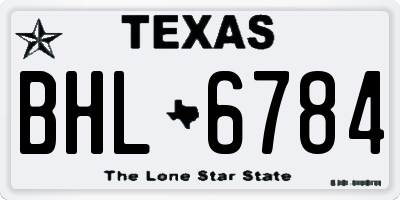 TX license plate BHL6784