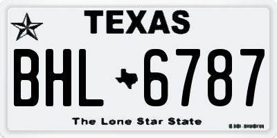TX license plate BHL6787
