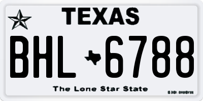 TX license plate BHL6788