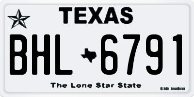 TX license plate BHL6791