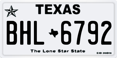 TX license plate BHL6792