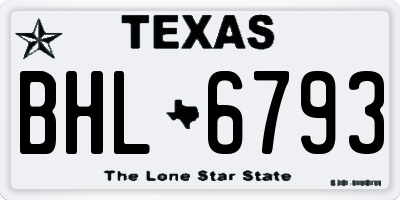 TX license plate BHL6793