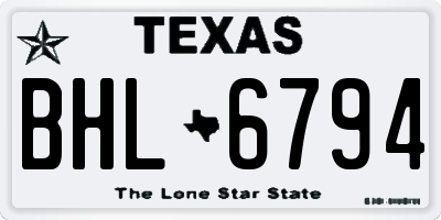TX license plate BHL6794