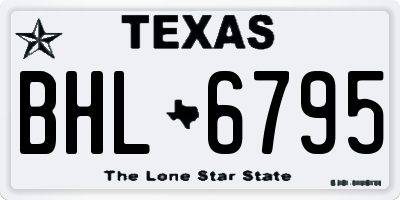 TX license plate BHL6795