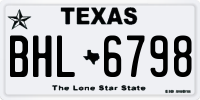 TX license plate BHL6798