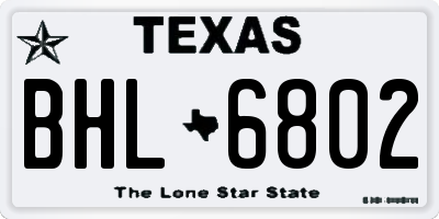TX license plate BHL6802