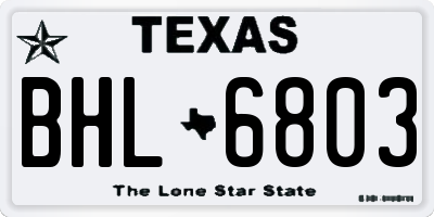 TX license plate BHL6803