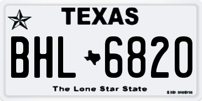 TX license plate BHL6820