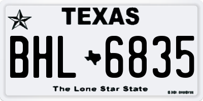 TX license plate BHL6835