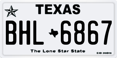 TX license plate BHL6867