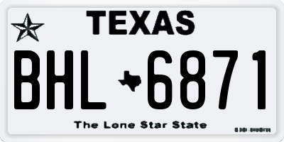 TX license plate BHL6871