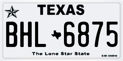 TX license plate BHL6875