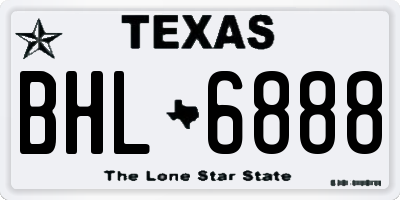 TX license plate BHL6888