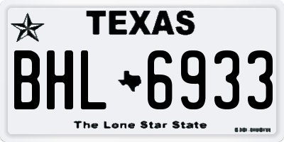 TX license plate BHL6933